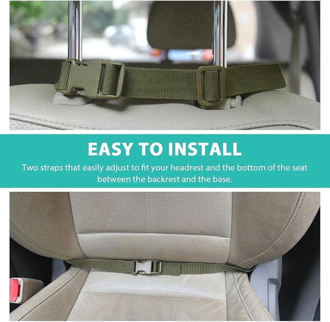 2 PCS Car Seat Back Organizer, Tactical MOLLE Sag Proof Vehicle Panel Backseat Cover Protector, Universal Molle Nylon Storage Bag Seat Back Hanger Pad for Car Truck SUV Pickup (Army Green)