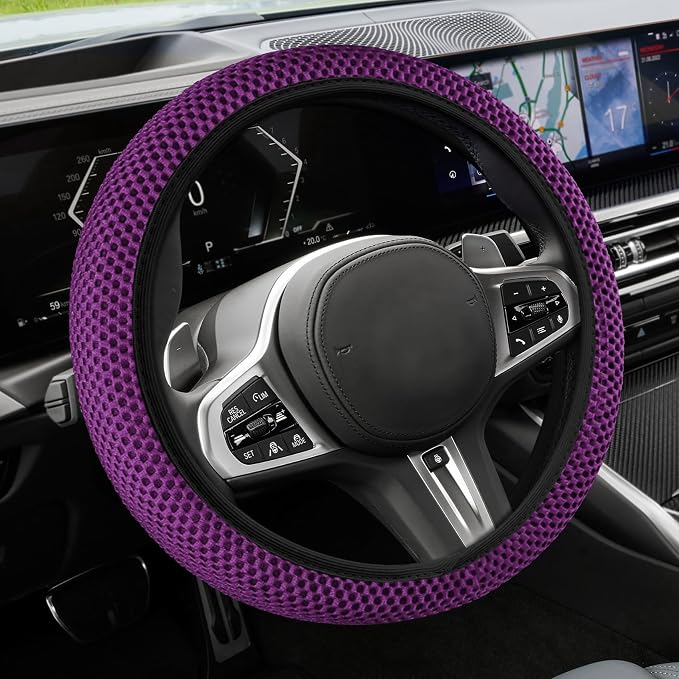 Elastic Stretch Steering Wheel Cover, Steering Wheel Cover, 15" Breathable Auto Steering Wheel Protector, Universal Car Accessories Comfortable Non-Slip Vehicle Steering Wheel Covers for Women Men