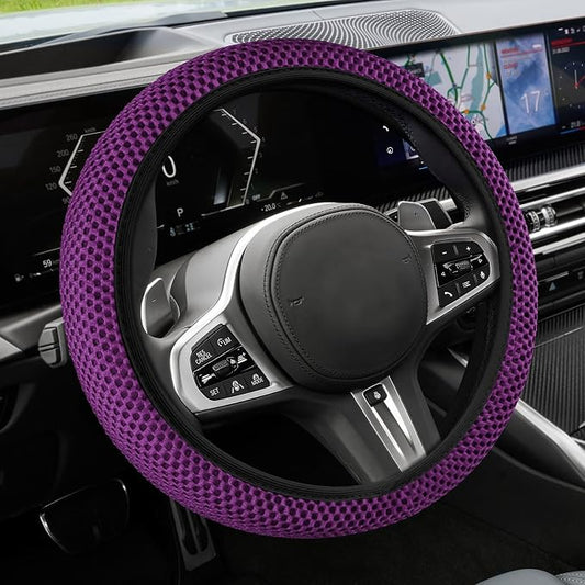 Elastic Stretch Steering Wheel Cover, Steering Wheel Cover, 15" Breathable Auto Steering Wheel Protector, Universal Car Accessories Comfortable Non-Slip Vehicle Steering Wheel Covers for Women Men