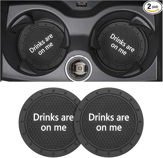8sanlione 2 Pack Car Cup Holder Coasters, 2.75 Inch Non-Slip PVC Insert Cup Coaster, Anti-Scratch Auto Cup Mats for Women Men, Vehicle Interior Accessories Universal for Car, SUV, Truck (B Black/2PCS)