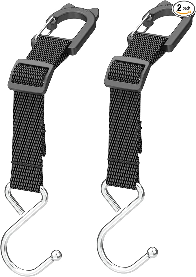 Purse Hook for Car, S-Shape Headrest Hooks, 2 Pack | 100 LBS Heavy Duty, Safe Flat Design, Multi-Use for Bags & Sports Fence
