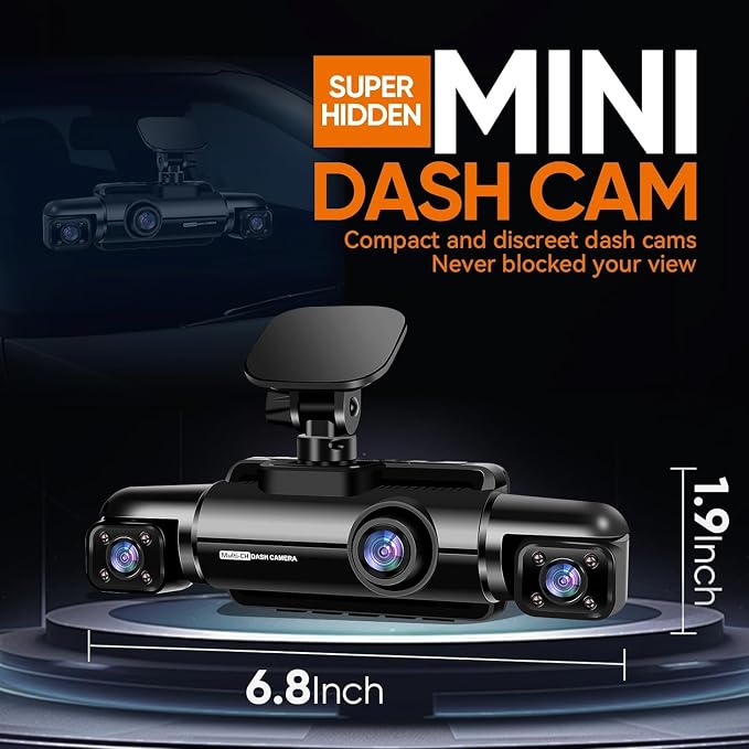 Neideso 360° Dash Cam Front and Rear Inside, 4 Channel Dash Camera for Car | Free 128GB Card, 5GHz WiFi, 4K Dashcam, GPS, Night Vision 3.0, Voice Control, G-Sensor, OTA Upgrade, 24H Parking Mode(N300)