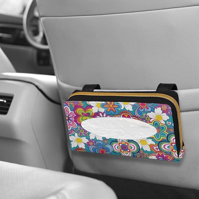 Cartoon Hippie Flower Car Visor Napkin Holder Mask Holder Car Sun Visor Napkin Holder Car Standard Tissue Holder