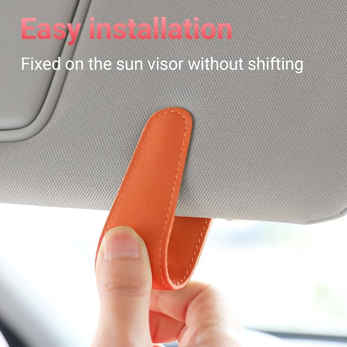 Sunglass Holder for Car Sun Visor Sunglasses Clip Car accessories -Orange | sun visor organizer, ticket card clip, eyeglass sunglasses holder, one-handed magnetic, anti-scratch, car decor for truck SUV