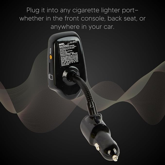 ONN FM Bluetooth FM Transmitter for Car, Bluetooth Car Adapter, Black | Dual USB Fast Charging, Bluetooth 5.0, 1.44" LCD, Bluetooth USB MicroSD AUX, Flexible Gooseneck, 12V-24V for Cars SUVs Trucks