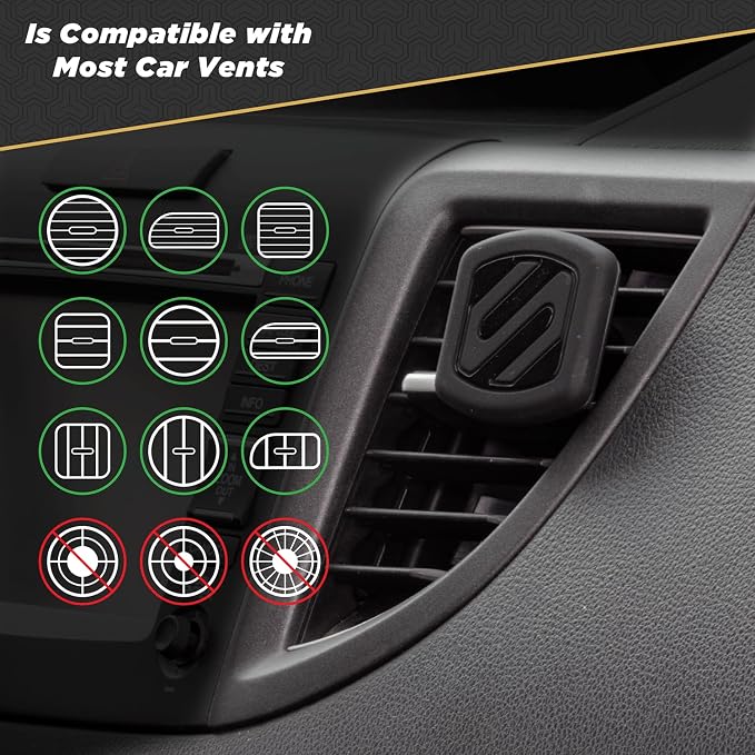 Scosche MAGVM2B-2PKBP0 MagicMount Magnetic Phone Mount for Car Air Vent, Universal Cell Phone Holder for Car Vent Mount, Strong Magnet Hold, Compatible with iPhone, Samsung, & All Devices (Pack of 2)