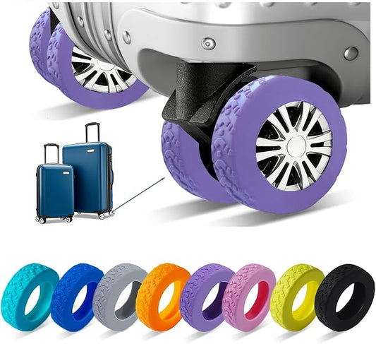 8 Pcs Luggage Wheel Covers, Anti-Noise, Fits 2-2.4" suitcase wheel,Purple | suitcase wheel covers， Widened & Thickened Silicone, Anti-Noise & Scratch-Proof, Fits 2-2.4" Carry-On Luggage Wheels
