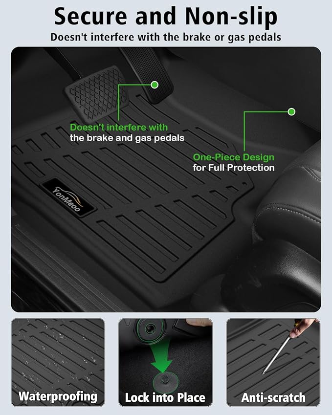 Floor Mats 1999-2006 for Chevy Silverado & GMC Sierra Crew Cab | 1500 2500 2500HD 3500HD, 2007 Silverado Sierra Classic Body, 2000-2006 Suburban/Yukon XL/Escalade ESV (2nd Row Bench Seat)