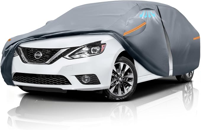 Waterproof Nissan Sentra(2000-2026) Car Cover with Breathable Vents, [Upgrade] Premium Covers with Cotton Liner and Zipper Door,Sun Rain Snow Dust Uv Protection.(Gift with Towel)