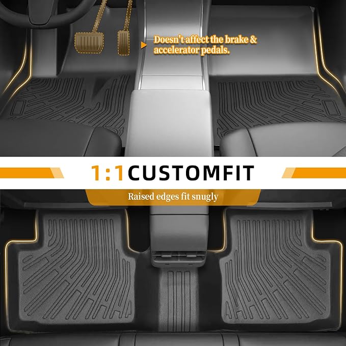 Floor Mats for Chevy Malibu 2013-2015,Also for 2016Chevrolet Malibu Limited | 8th gen Malibu Floor Mats for Malibu LS LT LTZ Eco, 1st & 2nd Row & Cargo Liner, TPE Anti-Slip Waterproof Duty