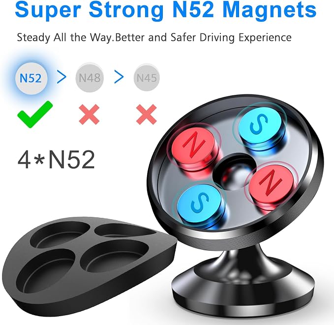Coolpow【2 Packs Magnetic Phone Holder for Car【Strong Magnet】 Phone Holders for Your Car Phone Holder Mount【4 Metal Plate】 Universal Car Accessories for Women Men for iPhone Samsung Speakerphones