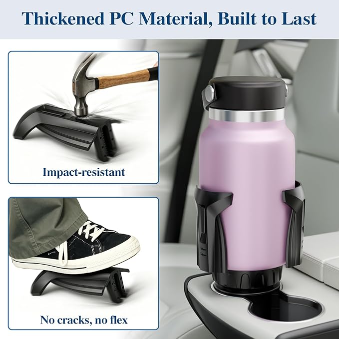 Car Cup Holder Expander, Cup Holder Extender Adapter with Expandable Arm and Adjustable Base, Compatible with Yeti Ramblers, Hydro Flasks, Stanley, Owala Most Coffee Mugs Bottles & Cups (CUP-B-2pack)