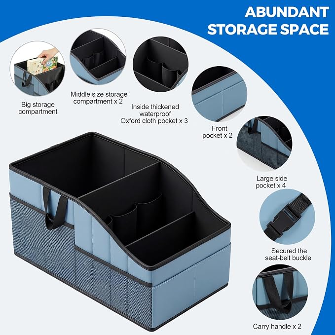 WHHMK Car Storage, Sturdy Leather Car Backseat Organizers, Bearing 10 Kg of Weight Automotive Front Seat Organizer, Floor Organizer and Storage Used for SUV Truck Van Toys Snack Water Bottles Holder