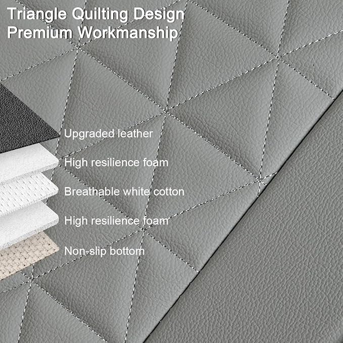 Black Panther Luxury Faux Leather Car Seat Cover Front Bottom Seat Cushion Cover, Anti-Slip and Wrap Around The Bottom, Fits 95% of Vehicles - 1 Piece,Light Gray