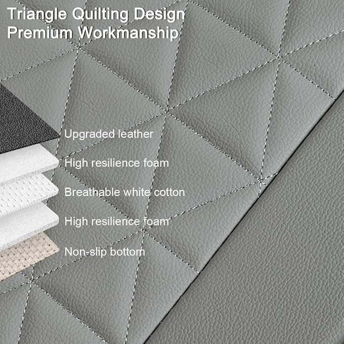 Black Panther 1 Pair Front Bottom Seat Covers Luxury Faux Leather Car Seat Protectors, Anti-Slip and Wrap Around The Bottom, Fit 95% of Vehicles - Light Gray