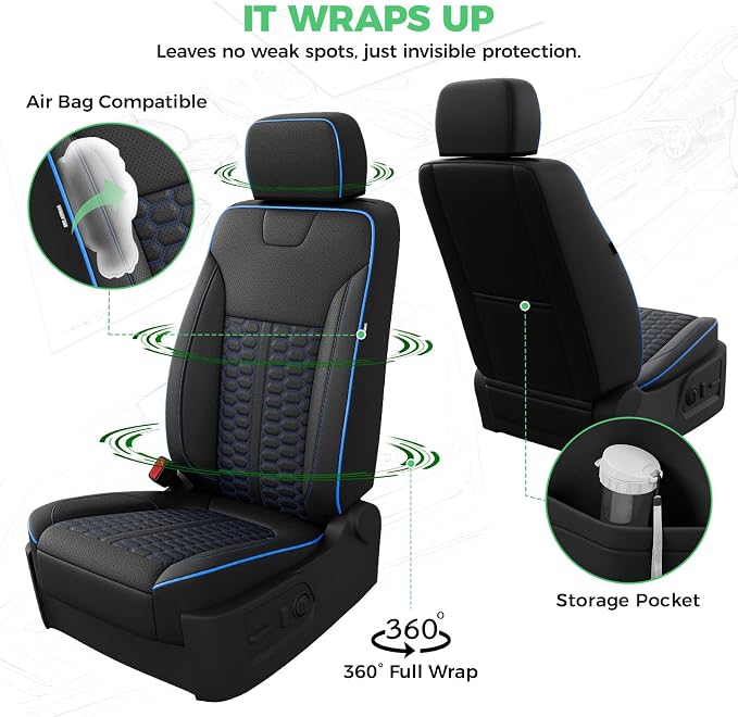 Custom Seat Covers for 2019-2026 Silverado/Sierra 1500 Crew Cab | Fits 2500/3500HD 2020-2026, Jump Seat Cover(armrest storage only), Faux leather, Waterproof, Scratch-resistant, Easy-clean