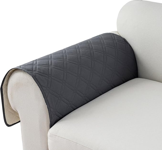 Genina Sofa Armrest Cover, Anti-Slip Armchair Slipcovers for Dogs Cats Pet, Water Resistant Couch Arm Cover for Backrest Recliner Loveseat, L Shaped Sofa, 23.6 x 27.5 Inches（2 Pieces）