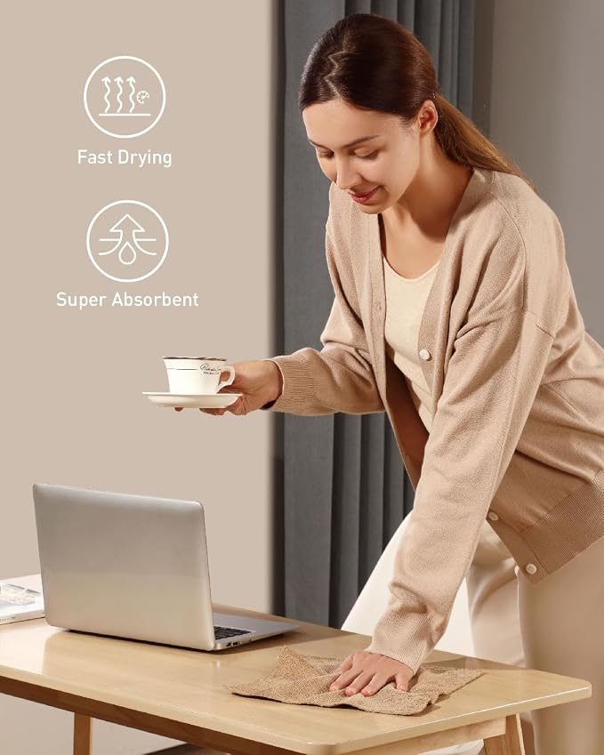 Fantasticlean Microfiber Cleaning Cloth Roll- 75 Sheets, 12" x 12" (TAN) | Super Absorbent, Lint-free, Tear-away Microfiber Towel Roll, for All-Purpose Cleaning