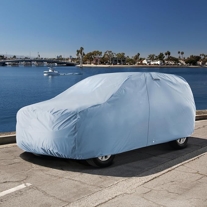iCarCover 18-Layers Premium Universal Fit SUV Car Cover Waterproof All Weather Sun Rain Snow UV Protection Outdoor Indoor Full Exterior Covers for Automobiles Sedan Hatch Coupe Fit for 155-163 inch
