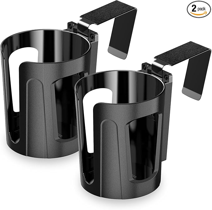 LITTLEMOLE 2PCS Large Car Door Cup Holder, Vehicle Armrest Cup Holder for Almost Any Size Bottle or Can | Shockproof, Scratchproof, Doesn't Scratch Tint, Holds Large 8-40 oz. Bottles, Mugs and Other Big Drinks in 3.15"-3.93"