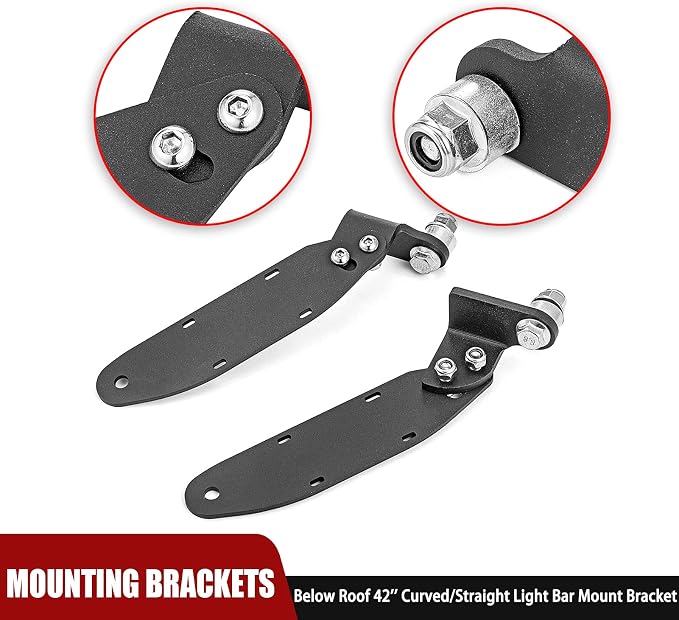 WSays Below Roof 42'' Curved/Straight Light Bar Pillar Mount Bracket Compatible with Polaris General 1000 2016-up