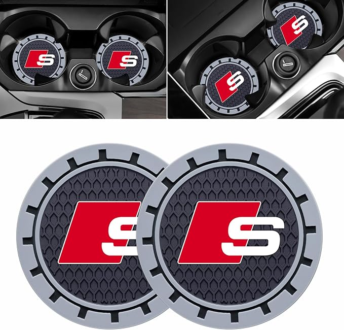 Car Cup Holder Coaster for Audi S Line S1 S2 S3 S4 S5 S6 S7 S8 SQ2 SQ5 SQ7 SQ8 Series Cupholder Coaster Interior Accessories 2.75in 2Pack