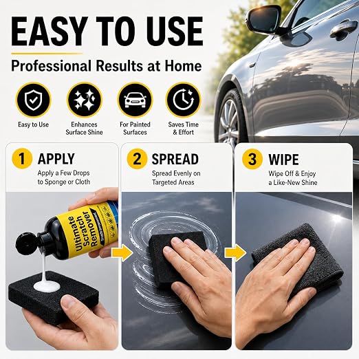 NanoPolix Car Scratch Remover, 100g Car Paint Repair Paste for Light Scratches, Swirl Marks, Scuffs & Water Spots, Polishing Compound, Safe for Most Automotive Paint Colors with Sponge & Cloths