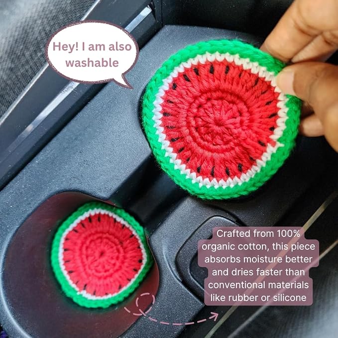 Cotton Crotchet Fruit Car Coaster Set (Summer Slice)