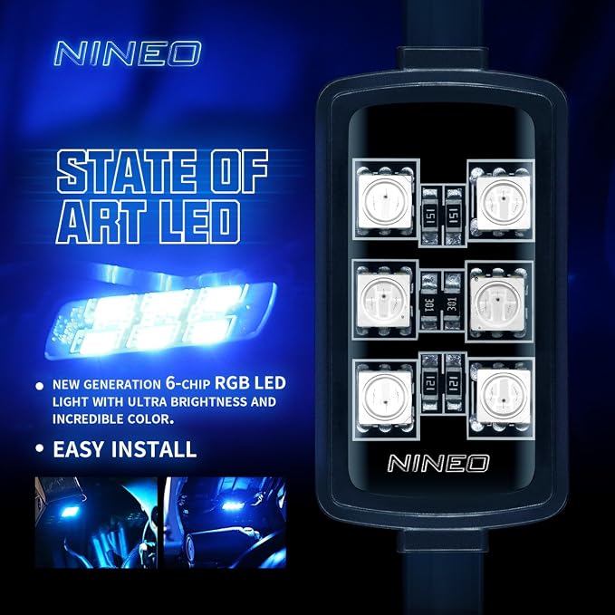NINEO 8PCS Motorcycle RGB Led Light Kit, Memory Function, Red Brake Light | Multi-Color Underglow Neon Lights, IP65 Waterproof, Fit Family Motorcycle Z1000 CB1000r YZF R6 R3 MT07 MT09 Road King ATV UTV