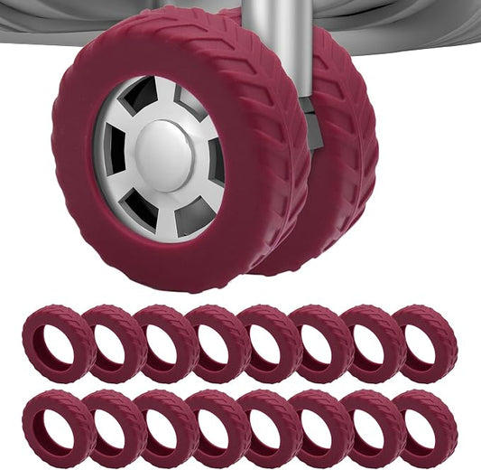 16Pcs Luggage Wheel Covers,Fits 2-2.4'' Suitcase Wheel,Wine Red | Carry On Luggage Wheels Protector,Upgraded Luggage Travel Accessories,Helps reduce daily rolling noise and surface wear.