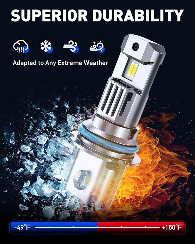 AUTOONE 9007 HB5 LED Light Bulb, 900% Brighter, 70,000+H Longer Lifespan, Canbus Direct Install, Fog Light Replacement, Pack of 2