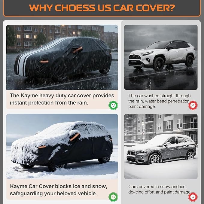Kayme Heavy Duty Car Cover Custom Fit for Subaru Impreza Hatchback (1992-2026) Waterproof All Weather for Automobiles, Gift with Tape/Towel, Outdoor Full Exterior Cover Rain Snow Sun UV Protection.