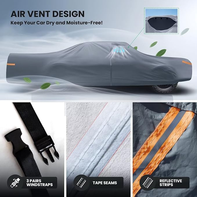 Waterproof Caprice(1970-2016) Car Cover with Breathable Vents, [Upgrade] Premium Covers with Cotton Liner and Zipper Door, Sun Rain Snow Dust Uv Protection.(Gift with Towel)