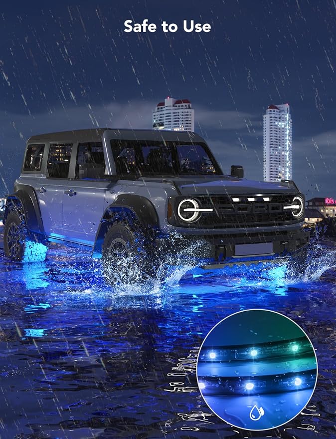 Govee Car Underglow Lights, 8 pcs, RGBIC Car Lights, App Control | 16 Million Colors, 45 Scene Modes, 3 Music Modes, for Cars, SUVs, Trucks, DC 12-24V
