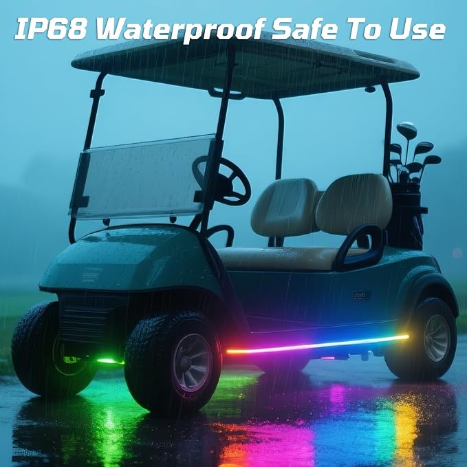 iLSKW Golf Cart Underglow LED Light Strip 4pcs, Golf Cart Underbody Light Kit Remote Control for EZGO Yamaha Club Car 12V-80V Input 4pcs