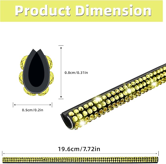 NBTEPEM Bling Car Air Conditioner Decoration Strip for Vent Outlet, 10 PCS Universal Rhinestone Car Vent Outlet Trim Decorations, Bling Interior Accessories for Women and Girls (Yellow)