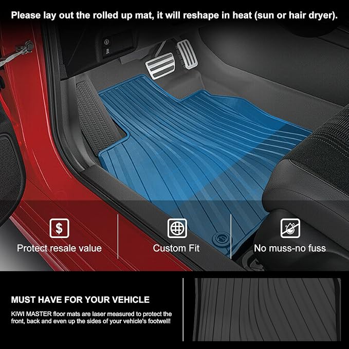 Kiwi Master Floor Mats for 2022-2026 Honda Civic/Acura Integra | OEM Replacement 08P17-T20-110, Custom Fit All Weather Car Mats, Heavy Duty TPE Floor Liners, Front & Rear 2 Row Set, Black