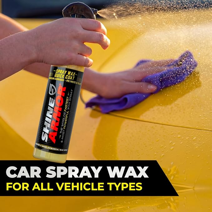 SHINE ARMOR Carnauba Car Wax - Made in USA Brazilian Liquid Spray Wax for Instant Gloss & Up to 8 Weeks Protection, UV Defense, Car Wax Polish for Cars, Trucks, SUVs & RVs - 16 fl oz