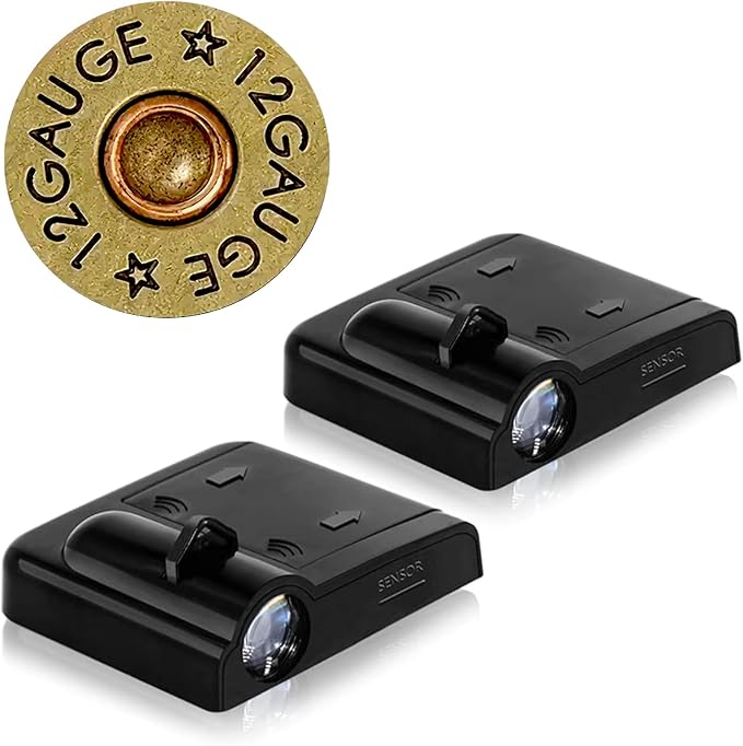 2PCS Car Door Lights,12 Gauge Bullet Shaped Brass Door Lights Logo Projector LED Shadow Welcome Lamp,Cool Car Accessories Gifts for Men Women,Suitable for All Vehicles Motorcycle Bike