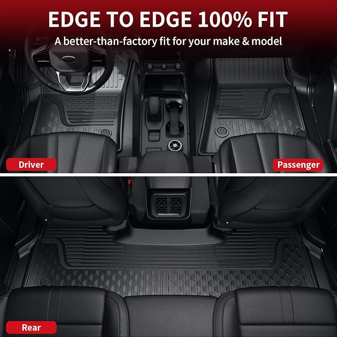 LASFIT Floor Mats for Ram 1500 Quad Cab 2025 2026 Bucket Seat(Not for Bench Seating, Not for Crew Cab), All Weather TPE Custom Fit Car Mats Floor Liners 1st & 2nd Row, Black