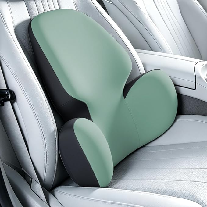 BEBAS Lumbar Support Pillow for Car, Memory Foam Back Cushion for Driving | Ergonomic Wing Wrapping, Back Pain Relief, Breathable Removable Cover, Softness, Universal Fit Car Seat, Office Chair