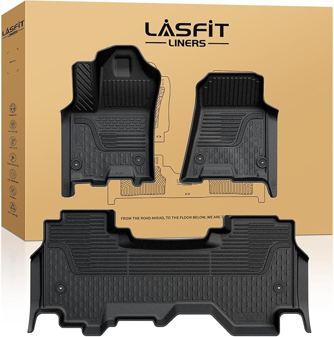 LASFIT Floor Mats for Ram 1500 Quad Cab 2025 2026 Bucket Seat(Not for Bench Seating, Not for Crew Cab), All Weather TPE Custom Fit Car Mats Floor Liners 1st & 2nd Row, Black