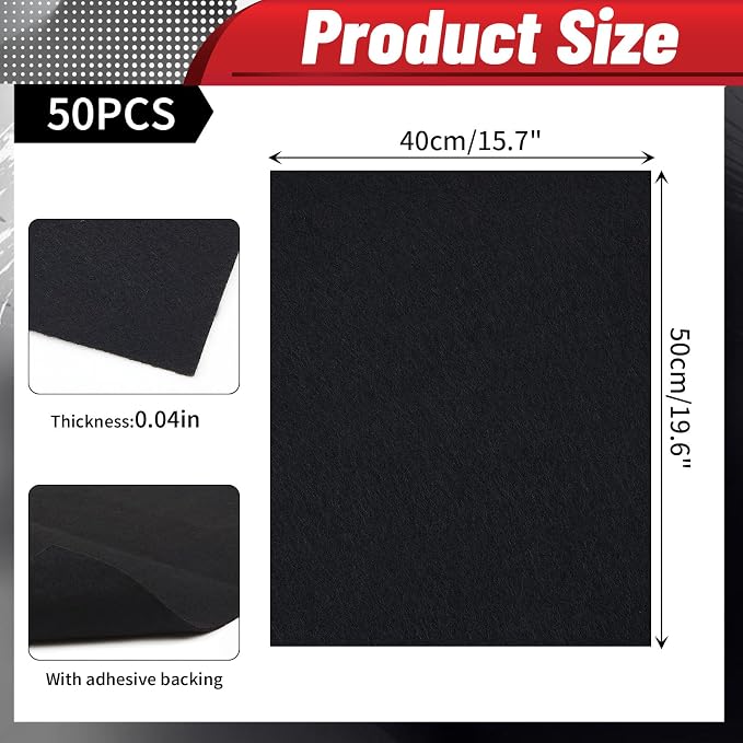 Breling 50 Pcs Disposable Floor Mats for Cars 15.7'' x 19.6'' Black Non Woven Fabric Automotive Floor Mats Protectors, Absorbent Non Slip Car Foot Pads, Vehicle Carpet for SUV, Truck, Wash, Detailing