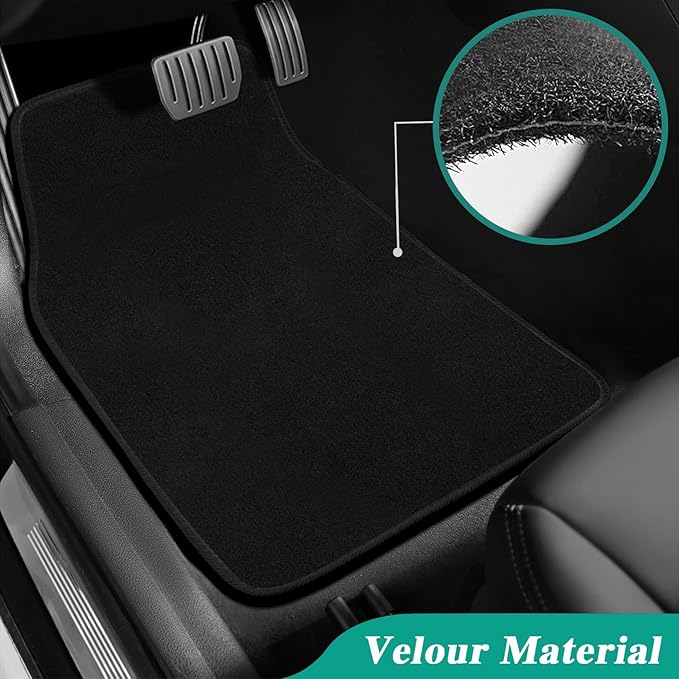 GXARTS Custom Fit Velour Carpet Floor Mats Fit for Ford Mustang 2015-2025 (Coupe & Convertible, GT/EcoBoost),NOT for Mach-E | Waterproof All-Weather Protection, Anti-Slip Buckle, Black Floor Liners