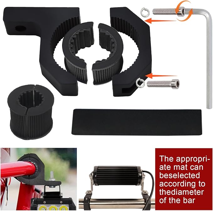 2 PCS Roll Bar Mount Brackets, 1.5" 1.75" 2" LED Light Bar Tube Clamp, Heavy Duty Aluminum Bull Bar Holder for UTV ATV SXS 4x4 Off-Road Truck Roof Rack, Black