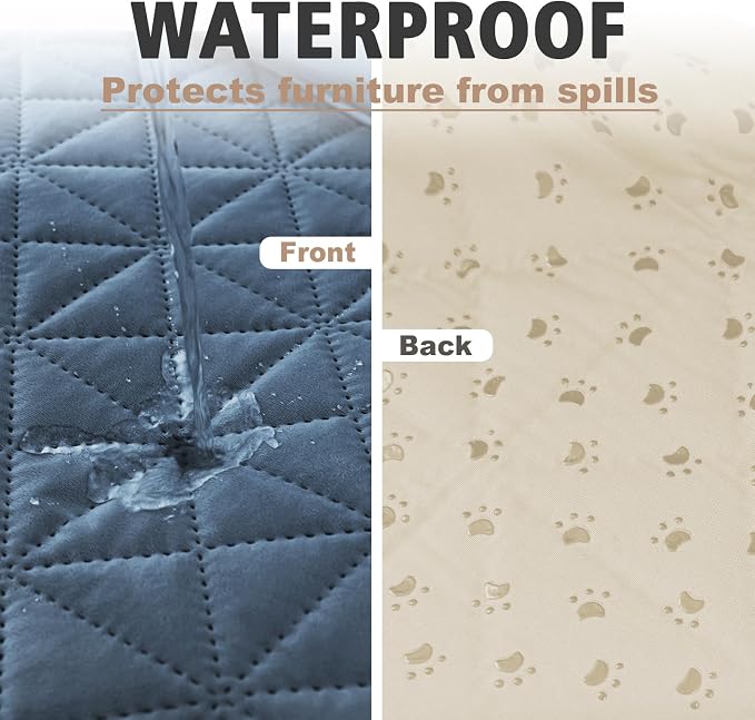 Ameritex Sofa Cover Waterproof for Seats Couch Cover for Dogs Pet Couch Cover Velvet for Chair Loveseat Sofa Machine Washable (Blue, 30x60 Inch)