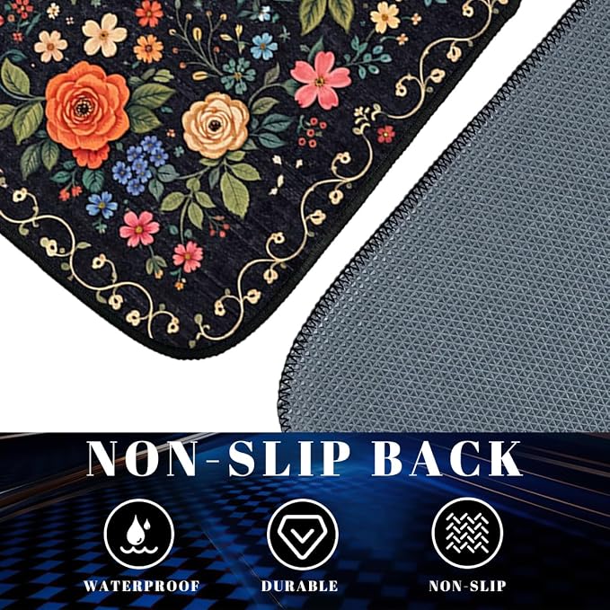 Flower Car Floor Mats Daisy Blue Butterfly Rustic Wooden Carpet Front Rear Carpets Mat Decorative Car Floor Carpets Non-Slip Auto Car Accessories Universal Fit for Car SUV Truck Van