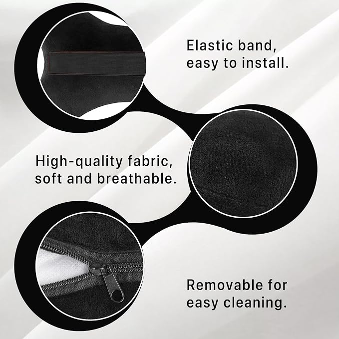 Car Headrest Pillow, Soft & Comfortable Memory Foam Car Neck Pillow for Driving Fatigue Relieve, Universal Cars Head Rest Pillows with Adjustable Strap, Car Interlor Accessorles (Black)