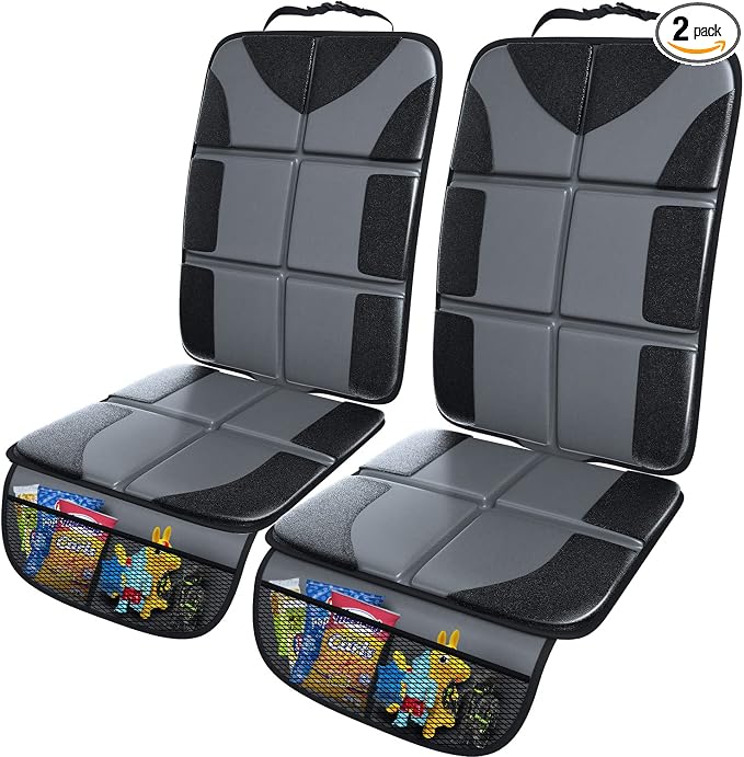 Gimars Car Seat Protectors, 2 Pack XL 5-Layer Thickest EPE Waterproof Protectors with 600D Fabric, Nonslip Backing, Storage Pockets for SUV, Sedan, Truck, Leather Seats (Gray)