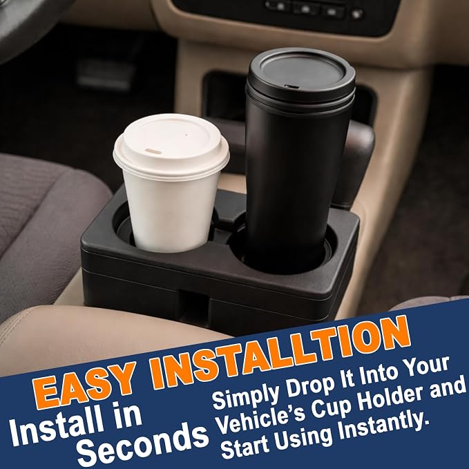 9154712 Cup Holder Compatible with Chevy Silverado Tahoe | Front Console Dual Cup Holder Insert Compatible with 2007-2013 Silverado Avalanche Sierra, 2007-2014 Suburban Tahoe Escalade